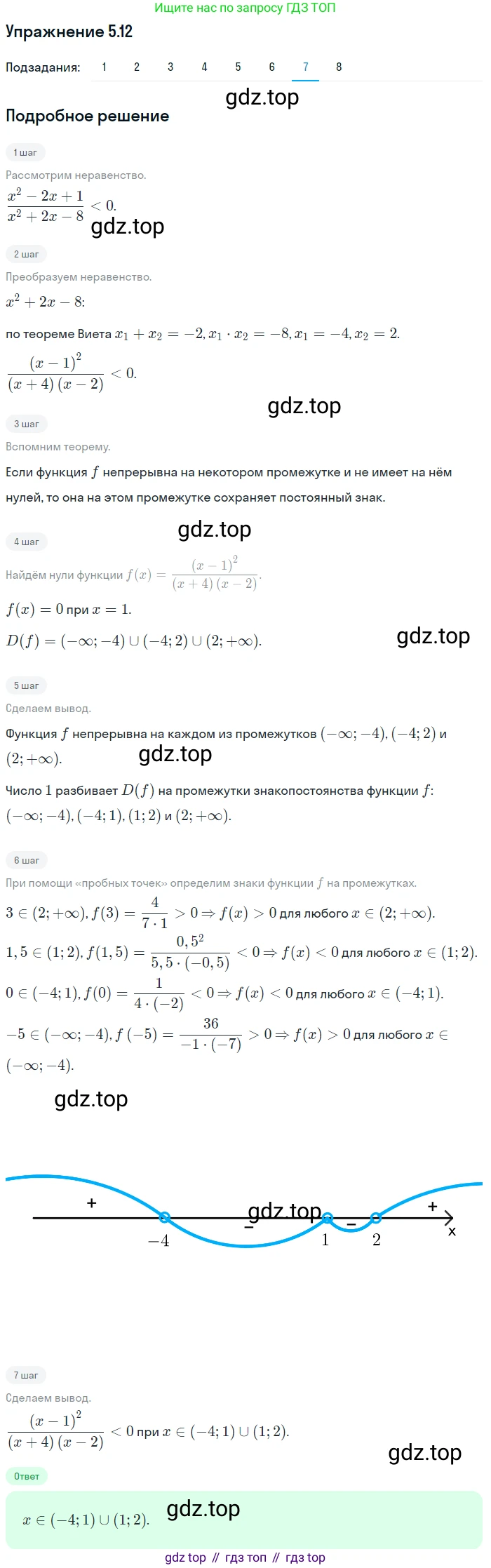 ГДЗ Алгебра, 10 класс Учебник, авторы: Мерзляк Аркадий Григорьевич, Номировский Дмитрий Анатольевич, Полонский Виталий Борисович, Якир Михаил Семёнович, издательство Просвещение, Москва, 2021, страница 42, номер 5.12, Решение 1 (продолжение 7)