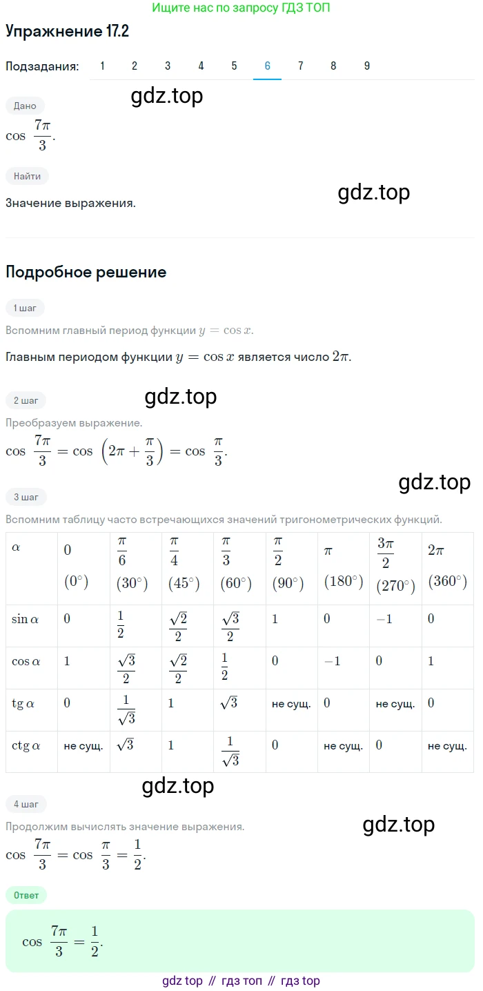 ГДЗ Алгебра, 10 класс Учебник, авторы: Мерзляк Аркадий Григорьевич, Номировский Дмитрий Анатольевич, Полонский Виталий Борисович, Якир Михаил Семёнович, издательство Просвещение, Москва, 2021, страница 133, номер 17.2, Решение 1 (продолжение 6)