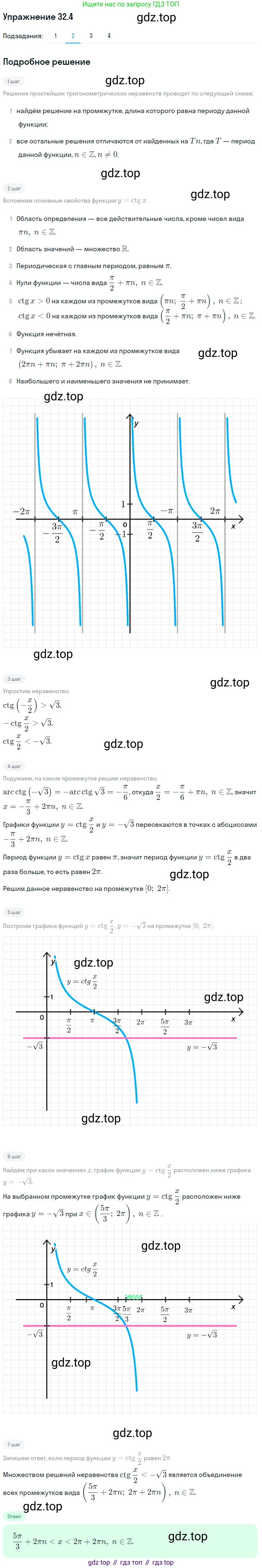 ГДЗ Алгебра, 10 класс Учебник, авторы: Мерзляк Аркадий Григорьевич, Номировский Дмитрий Анатольевич, Полонский Виталий Борисович, Якир Михаил Семёнович, издательство Просвещение, Москва, 2021, страница 234, номер 32.4, Решение 1 (продолжение 2)