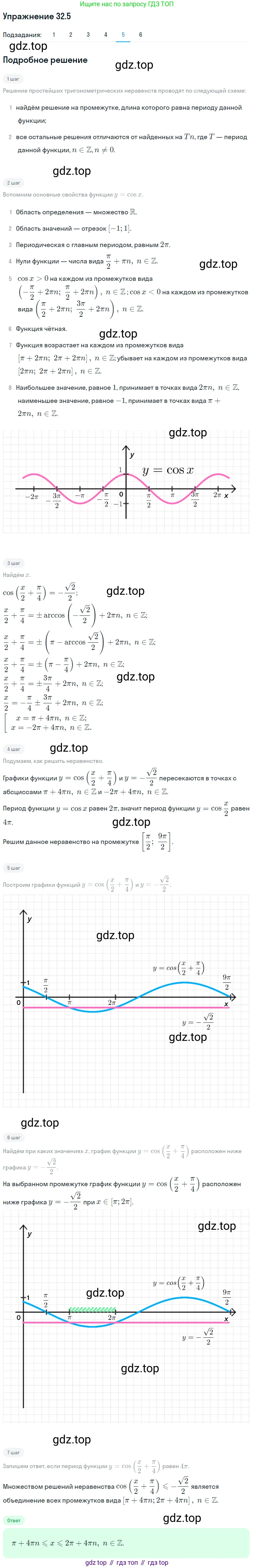 ГДЗ Алгебра, 10 класс Учебник, авторы: Мерзляк Аркадий Григорьевич, Номировский Дмитрий Анатольевич, Полонский Виталий Борисович, Якир Михаил Семёнович, издательство Просвещение, Москва, 2021, страница 234, номер 32.5, Решение 1 (продолжение 5)