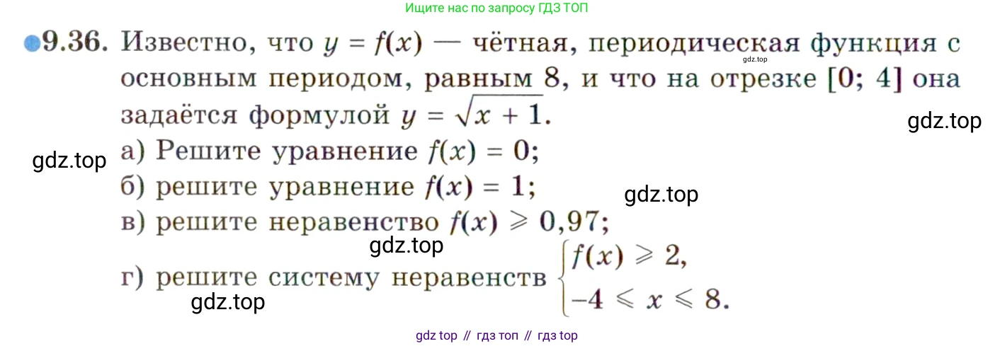 ГДЗ Алгебра, 10 класс Учебник, авторы: Мордкович Александр Григорьевич, Семенов Павел Владимирович, Денищева Лариса Олеговна, Звавич Леонид Исаакович, Корешкова Т А, Мишустина Татьяна Николаевна, Рязановский А Р, издательство Мнемозина, Москва, 2019, Часть 2, страница 72, номер 9.36, Условие