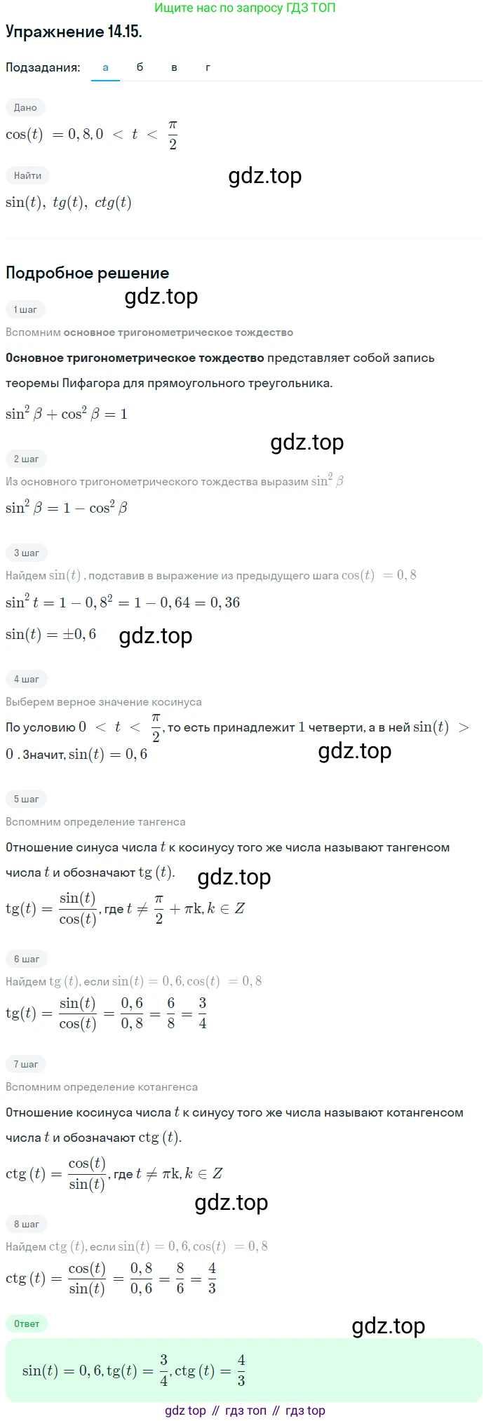 ГДЗ Алгебра, 10 класс Учебник, авторы: Мордкович Александр Григорьевич, Семенов Павел Владимирович, Денищева Лариса Олеговна, Звавич Леонид Исаакович, Корешкова Т А, Мишустина Татьяна Николаевна, Рязановский А Р, издательство Мнемозина, Москва, 2019, Часть 2, страница 96, номер 14.15, Решение 1