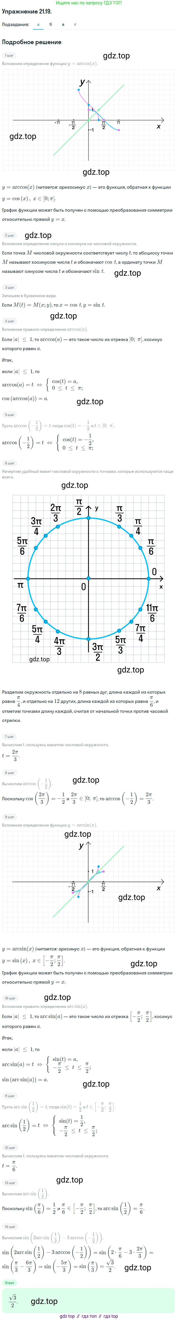 ГДЗ Алгебра, 10 класс Учебник, авторы: Мордкович Александр Григорьевич, Семенов Павел Владимирович, Денищева Лариса Олеговна, Звавич Леонид Исаакович, Корешкова Т А, Мишустина Татьяна Николаевна, Рязановский А Р, издательство Мнемозина, Москва, 2019, Часть 2, страница 129, номер 21.19, Решение 1