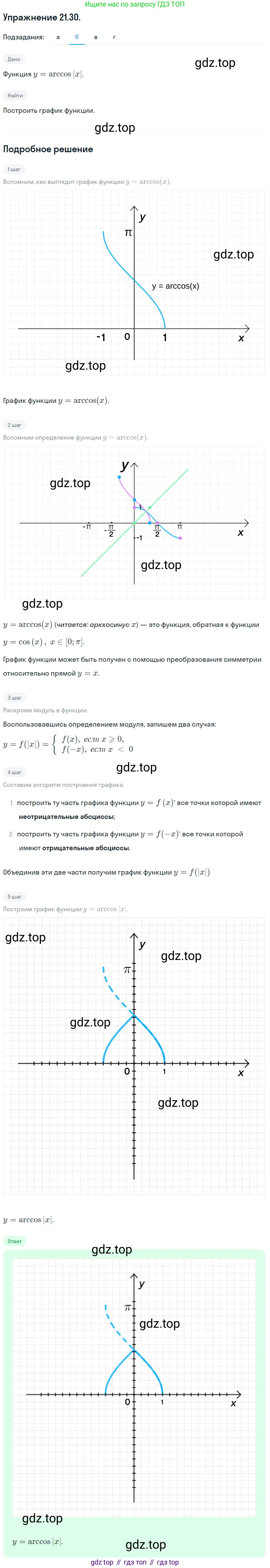 ГДЗ Алгебра, 10 класс Учебник, авторы: Мордкович Александр Григорьевич, Семенов Павел Владимирович, Денищева Лариса Олеговна, Звавич Леонид Исаакович, Корешкова Т А, Мишустина Татьяна Николаевна, Рязановский А Р, издательство Мнемозина, Москва, 2019, Часть 2, страница 130, номер 21.30, Решение 1 (продолжение 2)