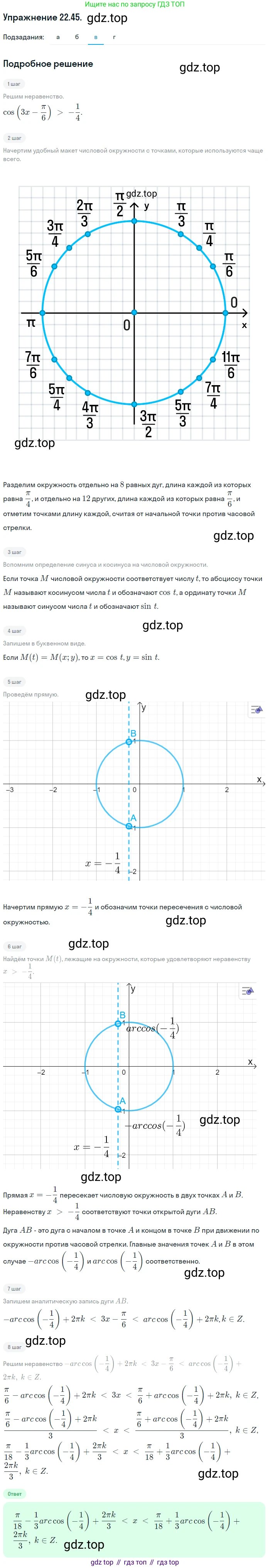 ГДЗ Алгебра, 10 класс Учебник, авторы: Мордкович Александр Григорьевич, Семенов Павел Владимирович, Денищева Лариса Олеговна, Звавич Леонид Исаакович, Корешкова Т А, Мишустина Татьяна Николаевна, Рязановский А Р, издательство Мнемозина, Москва, 2019, Часть 2, страница 142, номер 22.45, Решение 1 (продолжение 2)