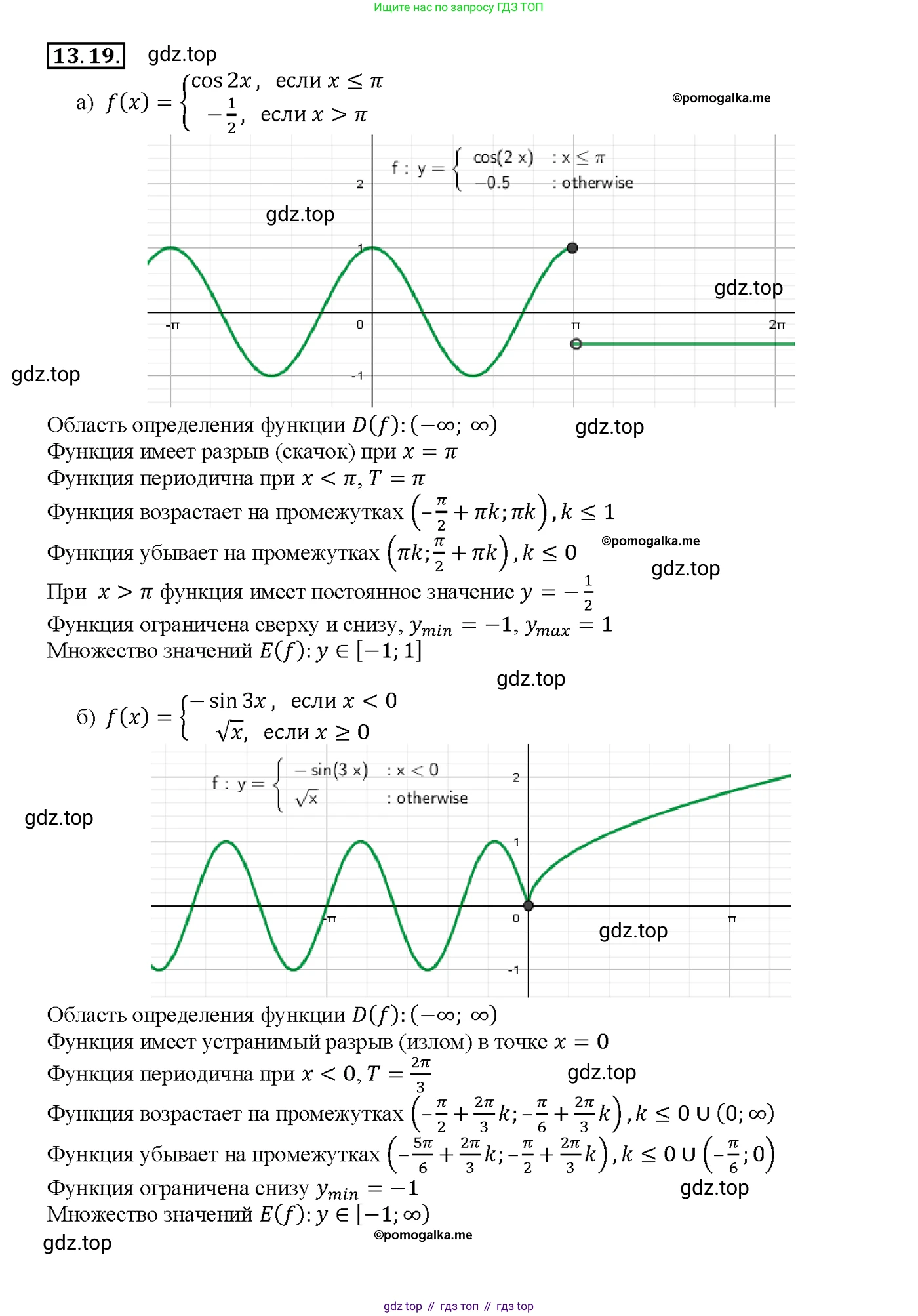 Алгебра, 10-11 класс Задачник, авторы: Мордкович Александр Григорьевич, Семенов Павел Владимирович, Денищева Лариса Олеговна, Корешкова Т А, Мишустина Татьяна Николаевна, Тульчинская Елена Ефимовна, издательство Мнемозина, Москва, 2019, Часть 2, страница 39, номер 13.19, Решение 1