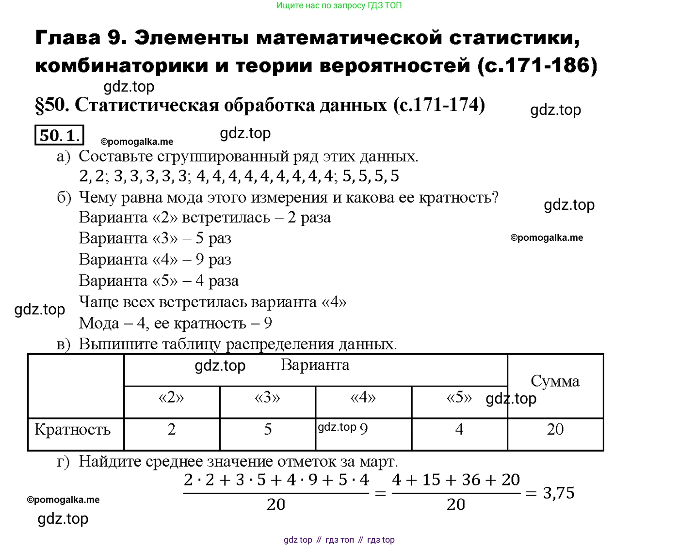 Алгебра, 10-11 класс Задачник, авторы: Мордкович Александр Григорьевич, Семенов Павел Владимирович, Денищева Лариса Олеговна, Корешкова Т А, Мишустина Татьяна Николаевна, Тульчинская Елена Ефимовна, издательство Мнемозина, Москва, 2019, Часть 2, страница 201, номер 50.1, Решение 1
