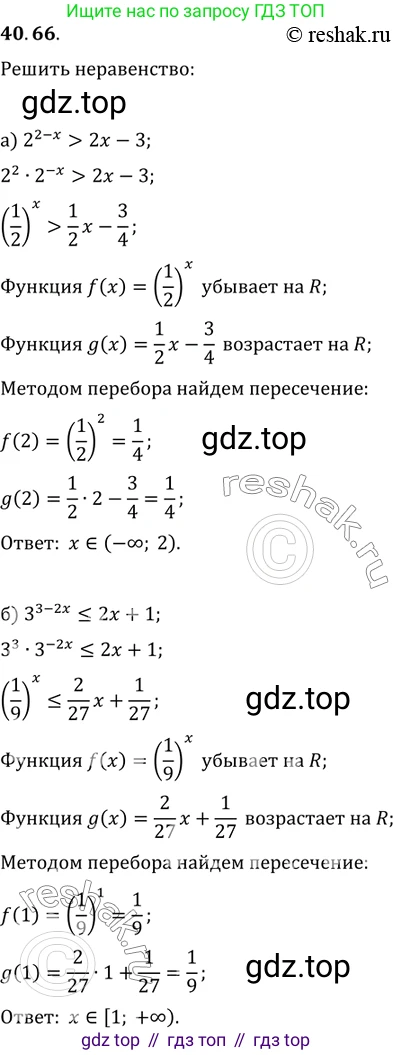 Алгебра, 10-11 класс Задачник, авторы: Мордкович Александр Григорьевич, Семенов Павел Владимирович, Денищева Лариса Олеговна, Корешкова Т А, Мишустина Татьяна Николаевна, Тульчинская Елена Ефимовна, издательство Мнемозина, Москва, 2019, Часть 2, страница 168, номер 40.66, Решение 2