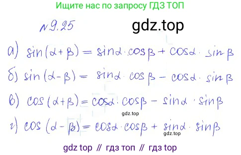 ГДЗ Алгебра, 10 класс Учебник, авторы: Никольский Сергей Михайлович, Потапов Михаил Константинович, Решетников Николай Николаевич, Шевкин Александр Владимирович, издательство Просвещение, Москва, 2014, голубого цвета, страница 265, номер 9.25, Решение 2