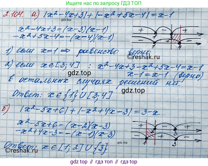 ГДЗ Алгебра, 10 класс Учебник, авторы: Никольский Сергей Михайлович, Потапов Михаил Константинович, Решетников Николай Николаевич, Шевкин Александр Владимирович, издательство Просвещение, Москва, 2014, голубого цвета, страница 92, номер 2.104, Решение 3