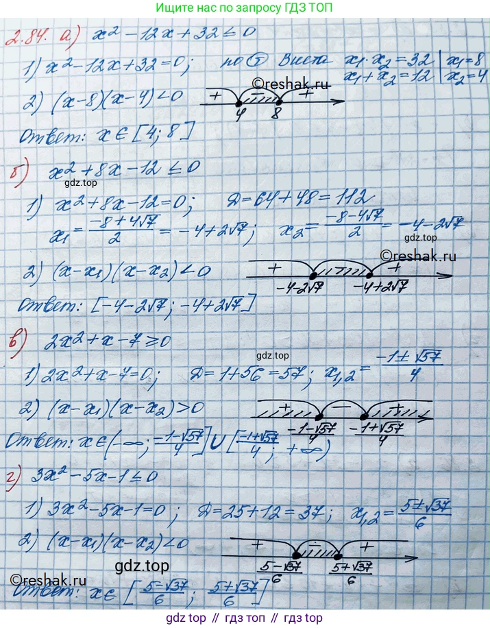 ГДЗ Алгебра, 10 класс Учебник, авторы: Никольский Сергей Михайлович, Потапов Михаил Константинович, Решетников Николай Николаевич, Шевкин Александр Владимирович, издательство Просвещение, Москва, 2014, голубого цвета, страница 87, номер 2.84, Решение 3
