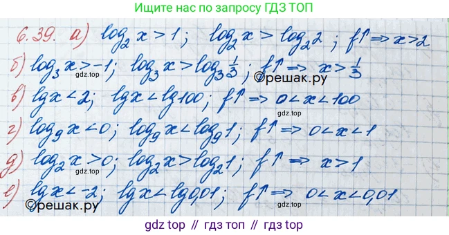 ГДЗ Алгебра, 10 класс Учебник, авторы: Никольский Сергей Михайлович, Потапов Михаил Константинович, Решетников Николай Николаевич, Шевкин Александр Владимирович, издательство Просвещение, Москва, 2014, голубого цвета, страница 181, номер 6.39, Решение 3