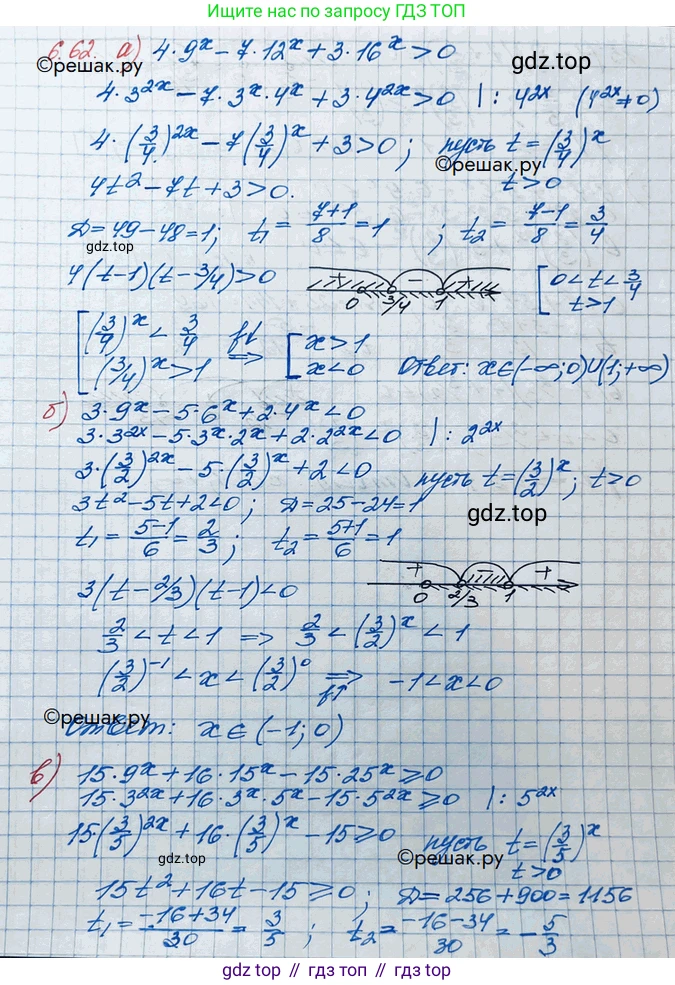 ГДЗ Алгебра, 10 класс Учебник, авторы: Никольский Сергей Михайлович, Потапов Михаил Константинович, Решетников Николай Николаевич, Шевкин Александр Владимирович, издательство Просвещение, Москва, 2014, голубого цвета, страница 187, номер 6.62, Решение 3