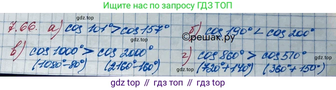 ГДЗ Алгебра, 10 класс Учебник, авторы: Никольский Сергей Михайлович, Потапов Михаил Константинович, Решетников Николай Николаевич, Шевкин Александр Владимирович, издательство Просвещение, Москва, 2014, голубого цвета, страница 215, номер 7.66, Решение 3