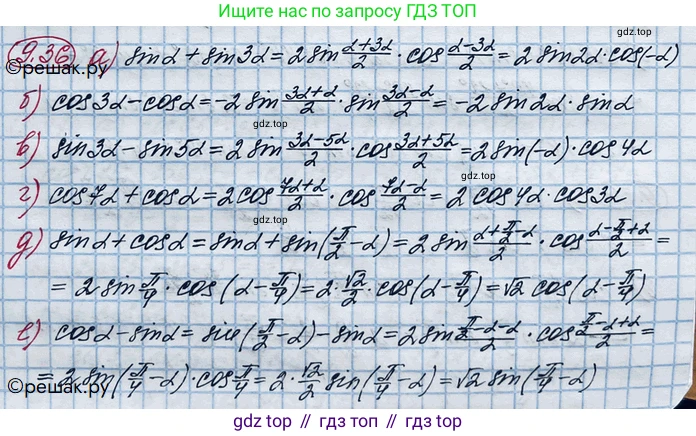 ГДЗ Алгебра, 10 класс Учебник, авторы: Никольский Сергей Михайлович, Потапов Михаил Константинович, Решетников Николай Николаевич, Шевкин Александр Владимирович, издательство Просвещение, Москва, 2014, голубого цвета, страница 268, номер 9.36, Решение 4