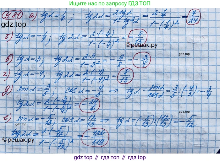 ГДЗ Алгебра, 10 класс Учебник, авторы: Никольский Сергей Михайлович, Потапов Михаил Константинович, Решетников Николай Николаевич, Шевкин Александр Владимирович, издательство Просвещение, Москва, 2014, голубого цвета, страница 279, номер 9.81, Решение 4