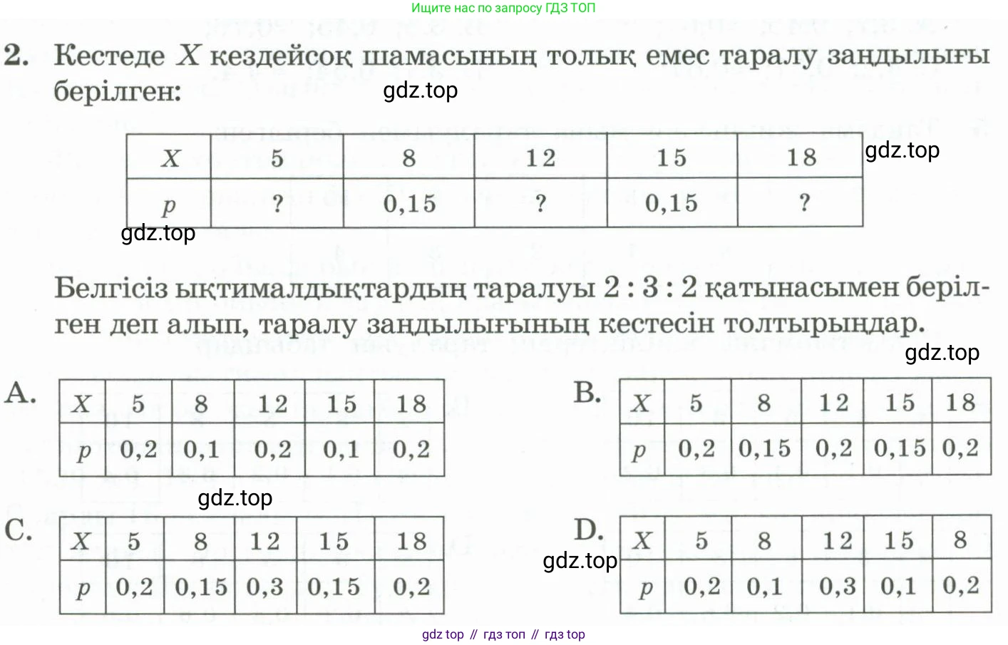 ГДЗ Алгебра, 11 класс Учебник, авторы: Абылкасымова Алма Есимбековна, Жумагулова Зауре Абдыкеновна, Корчевский Владимир Евгеньевич, Абдиев Алманбет, издательство Мектеп, Алматы, 2015, сиреневого цвета, страница 203, номер 2, Условие