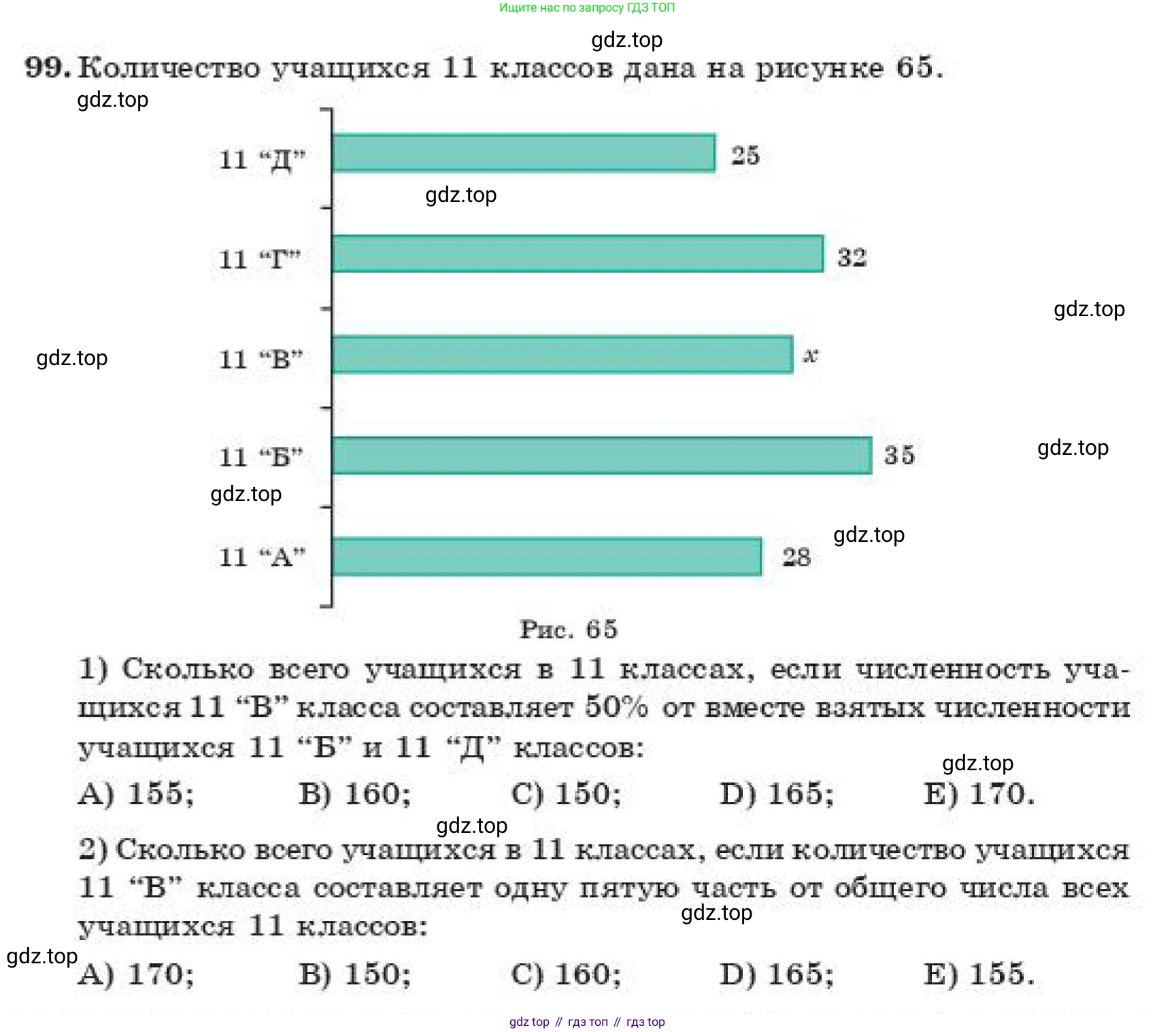 ГДЗ Алгебра, 11 класс Учебник, авторы: Абылкасымова Алма Есимбековна, Жумагулова Зауре Абдыкеновна, издательство Мектеп, Алматы, 2019, страница 152, номер 99, Условие