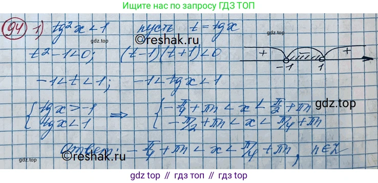 ГДЗ Алгебра, 11 класс Учебник, авторы: Колягин Юрий Михайлович, Ткачева Мария Владимировна, Федорова Надежда Евгеньевна, Шабунин Михаил Иванович, издательство Просвещение, Москва, 2014, голубого цвета, страница 36, номер 94, Решение 2