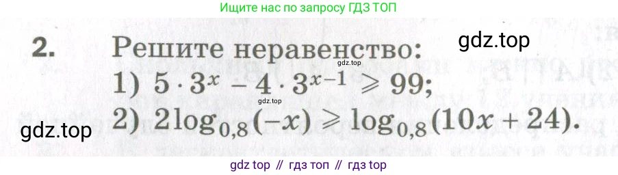 ГДЗ Алгебра, 11 класс Дидактические материалы, авторы: Мерзляк Аркадий Григорьевич, Полонский Виталий Борисович, Рабинович Ефим Михайлович, Якир Михаил Семёнович, издательство Просвещение, Москва, 2020, бирюзового цвета, страница 104, номер 2, Условие