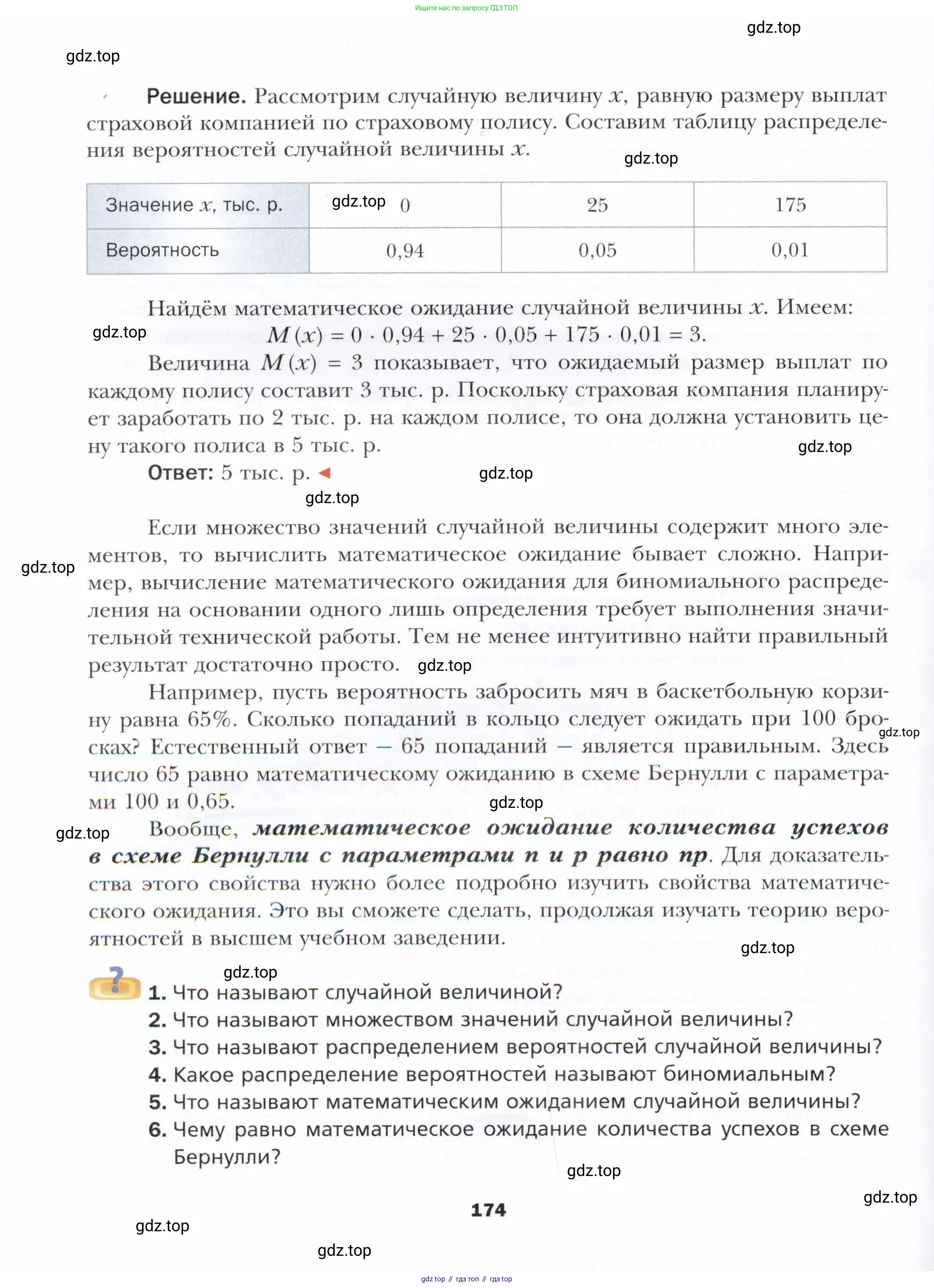 Алгебра, 11 класс Учебник, авторы: Мерзляк Аркадий Григорьевич, Номировский Дмитрий Анатольевич, Полонский Виталий Борисович, Якир Михаил Семёнович, издательство Просвещение, Москва, 2016, страница 174