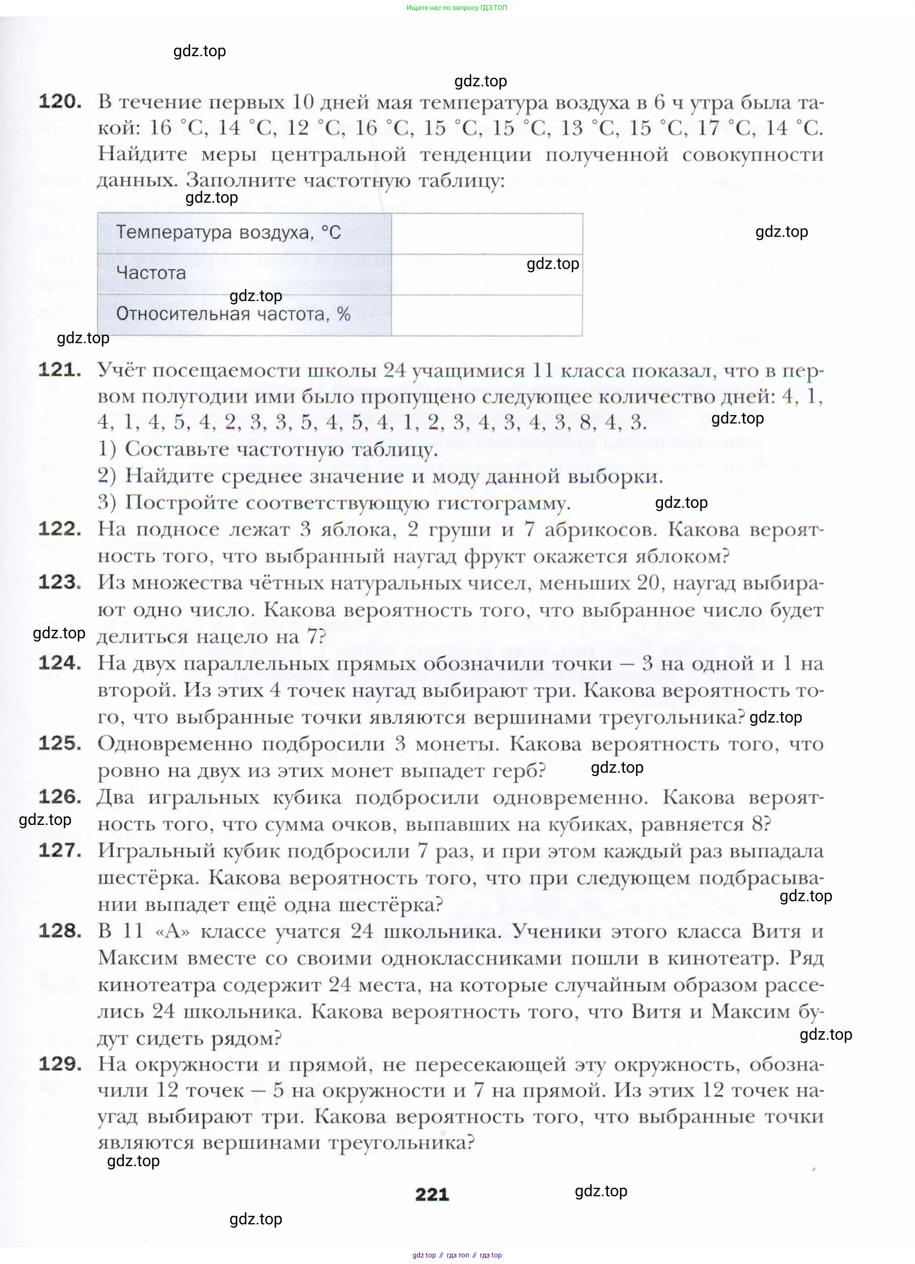 Алгебра, 11 класс Учебник, авторы: Мерзляк Аркадий Григорьевич, Номировский Дмитрий Анатольевич, Полонский Виталий Борисович, Якир Михаил Семёнович, издательство Просвещение, Москва, 2016, страница 221