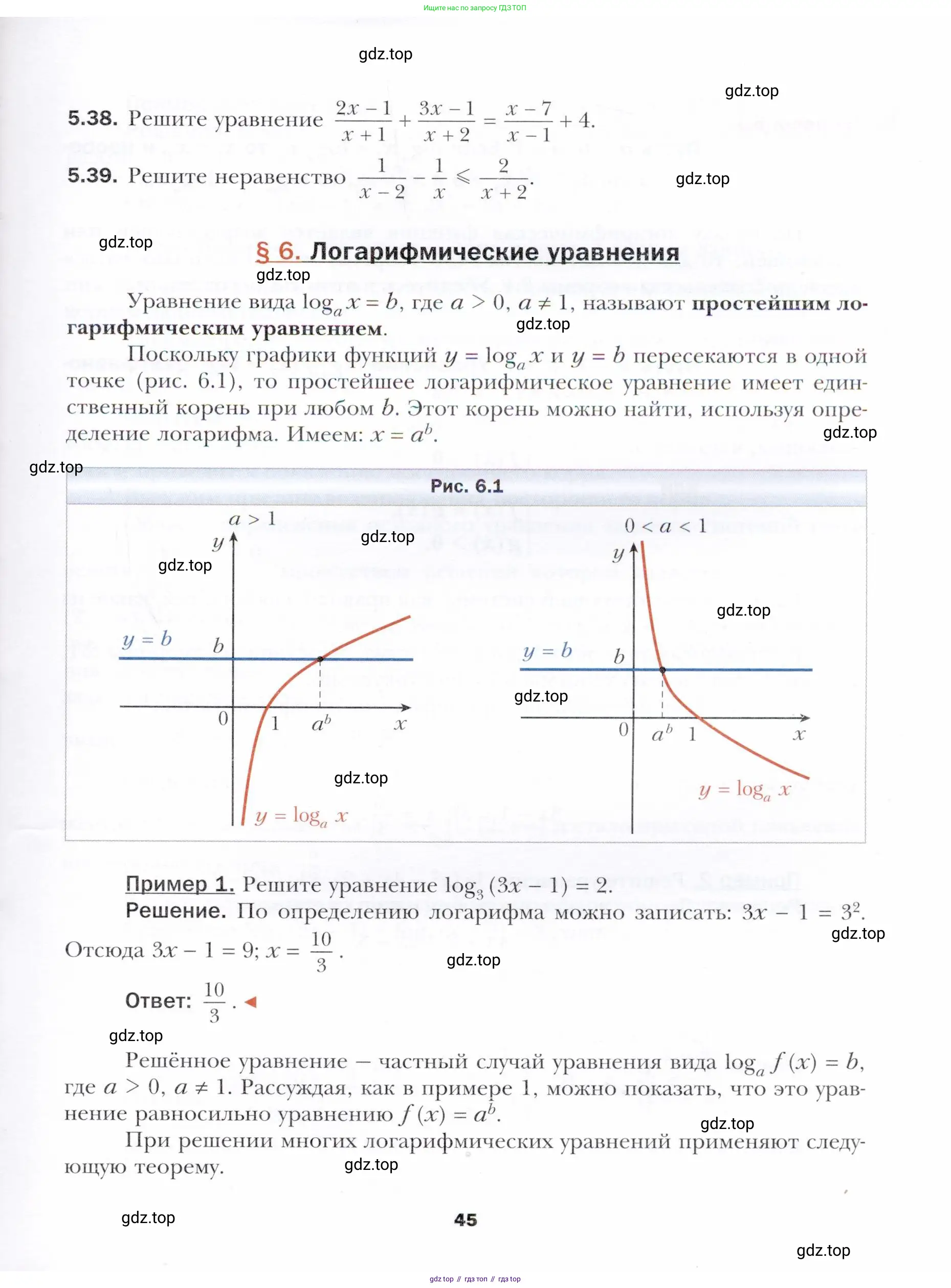 Алгебра, 11 класс Учебник, авторы: Мерзляк Аркадий Григорьевич, Номировский Дмитрий Анатольевич, Полонский Виталий Борисович, Якир Михаил Семёнович, издательство Просвещение, Москва, 2016, страница 45