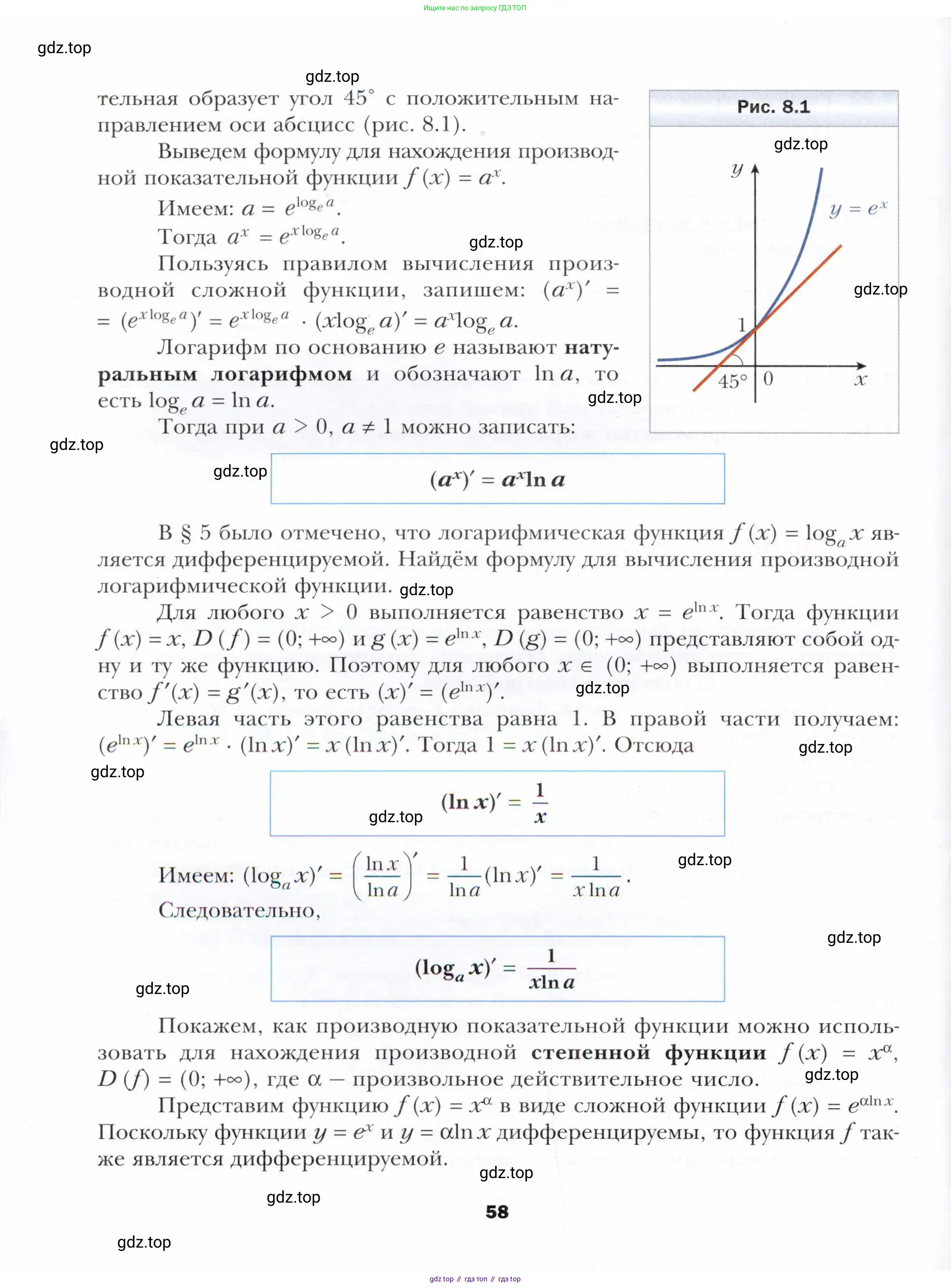 Алгебра, 11 класс Учебник, авторы: Мерзляк Аркадий Григорьевич, Номировский Дмитрий Анатольевич, Полонский Виталий Борисович, Якир Михаил Семёнович, издательство Просвещение, Москва, 2016, страница 58