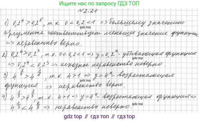 Алгебра, 11 класс Учебник, авторы: Мерзляк Аркадий Григорьевич, Номировский Дмитрий Анатольевич, Полонский Виталий Борисович, Якир Михаил Семёнович, издательство Просвещение, Москва, 2016, страница 21, номер 2.21, Решение