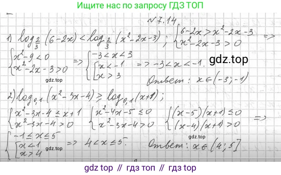 Алгебра, 11 класс Учебник, авторы: Мерзляк Аркадий Григорьевич, Номировский Дмитрий Анатольевич, Полонский Виталий Борисович, Якир Михаил Семёнович, издательство Просвещение, Москва, 2016, страница 55, номер 7.14, Решение
