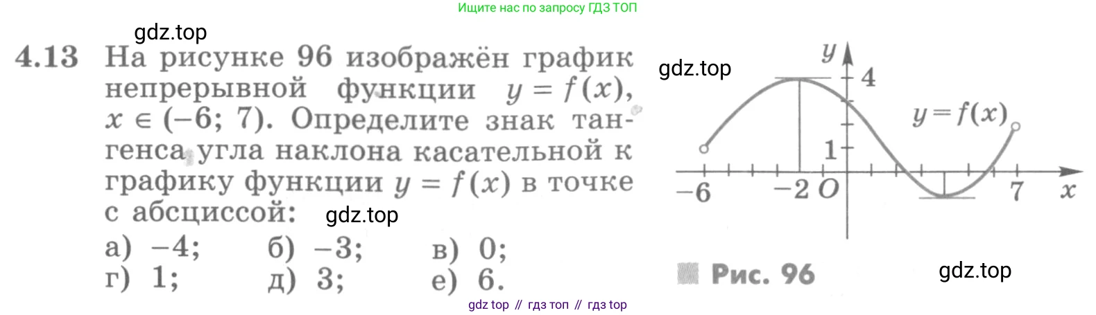 ГДЗ Алгебра, 11 класс Учебник, авторы: Никольский Сергей Михайлович, Потапов Михаил Константинович, Решетников Николай Николаевич, Шевкин Александр Владимирович, издательство Просвещение, Москва, 2014, голубого цвета, страница 96, номер 4.13, Условие