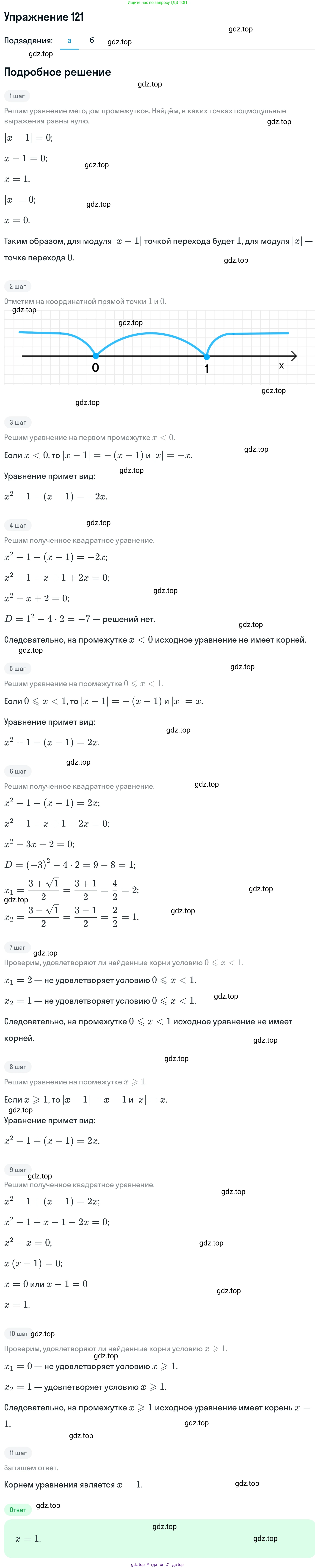 ГДЗ Алгебра, 11 класс Учебник, авторы: Никольский Сергей Михайлович, Потапов Михаил Константинович, Решетников Николай Николаевич, Шевкин Александр Владимирович, издательство Просвещение, Москва, 2014, голубого цвета, страница 421, номер 121, Решение 1