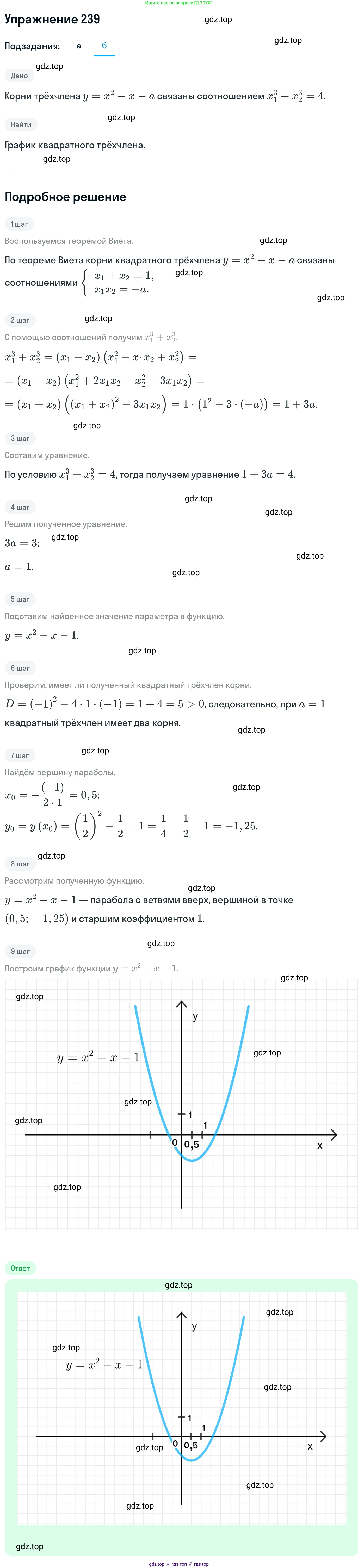 ГДЗ Алгебра, 11 класс Учебник, авторы: Никольский Сергей Михайлович, Потапов Михаил Константинович, Решетников Николай Николаевич, Шевкин Александр Владимирович, издательство Просвещение, Москва, 2014, голубого цвета, страница 430, номер 239, Решение 1 (продолжение 2)