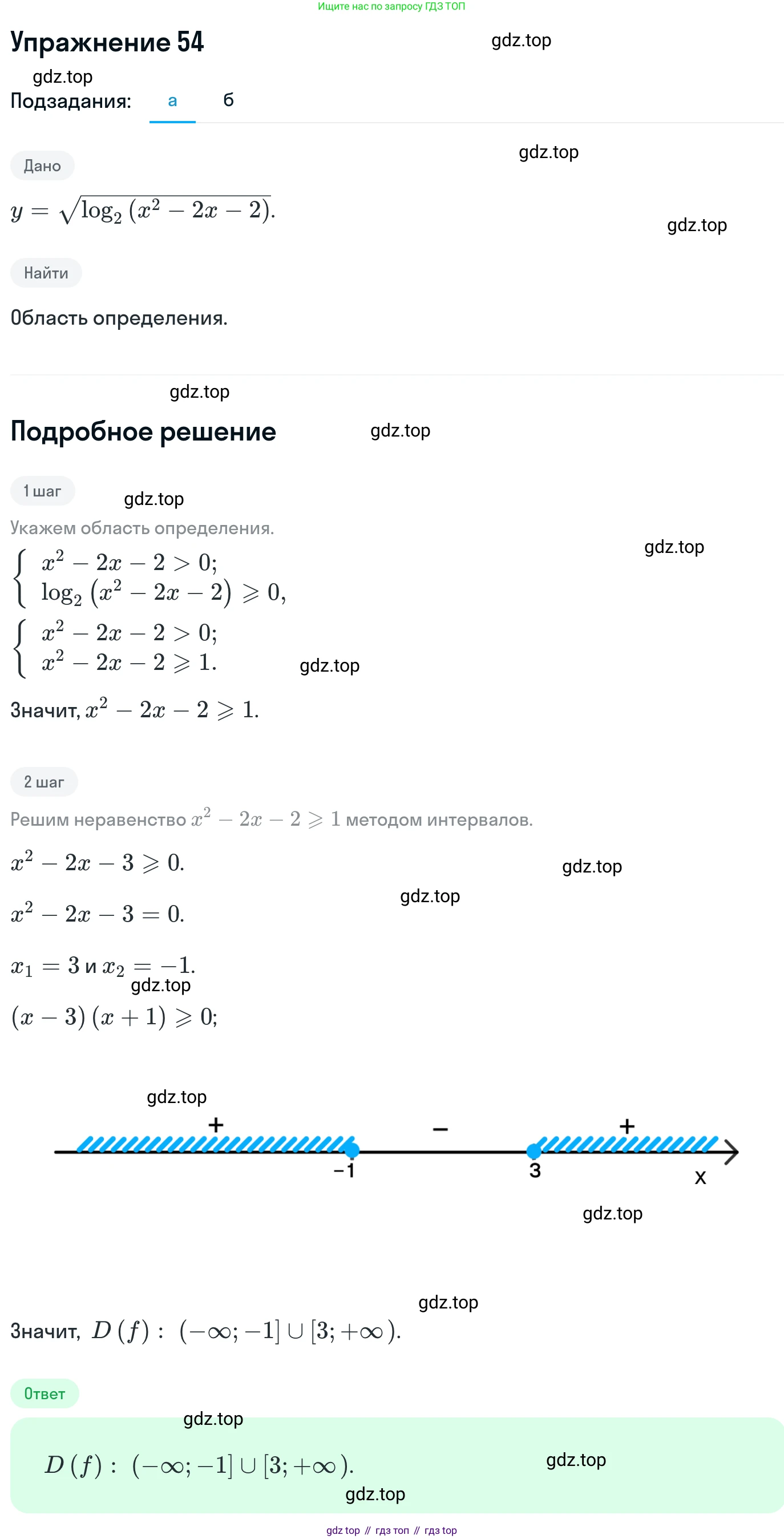 ГДЗ Алгебра, 11 класс Учебник, авторы: Никольский Сергей Михайлович, Потапов Михаил Константинович, Решетников Николай Николаевич, Шевкин Александр Владимирович, издательство Просвещение, Москва, 2014, голубого цвета, страница 415, номер 54, Решение 1