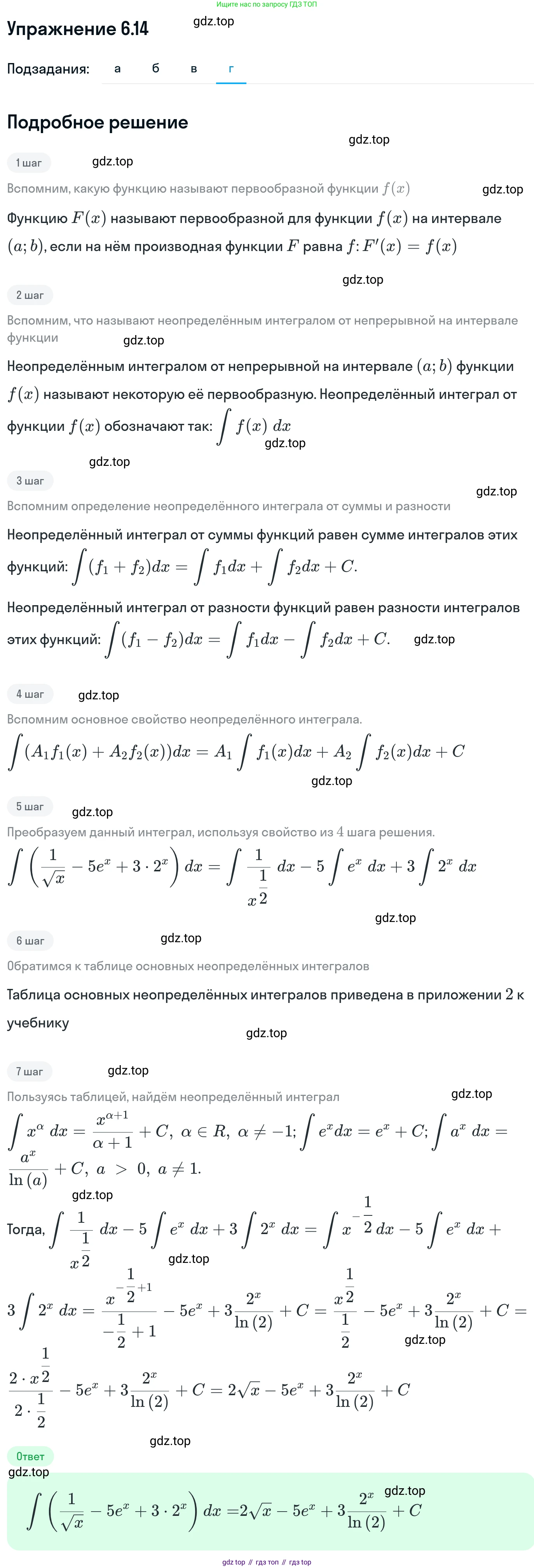 ГДЗ Алгебра, 11 класс Учебник, авторы: Никольский Сергей Михайлович, Потапов Михаил Константинович, Решетников Николай Николаевич, Шевкин Александр Владимирович, издательство Просвещение, Москва, 2014, голубого цвета, страница 172, номер 6.14, Решение 1 (продолжение 4)