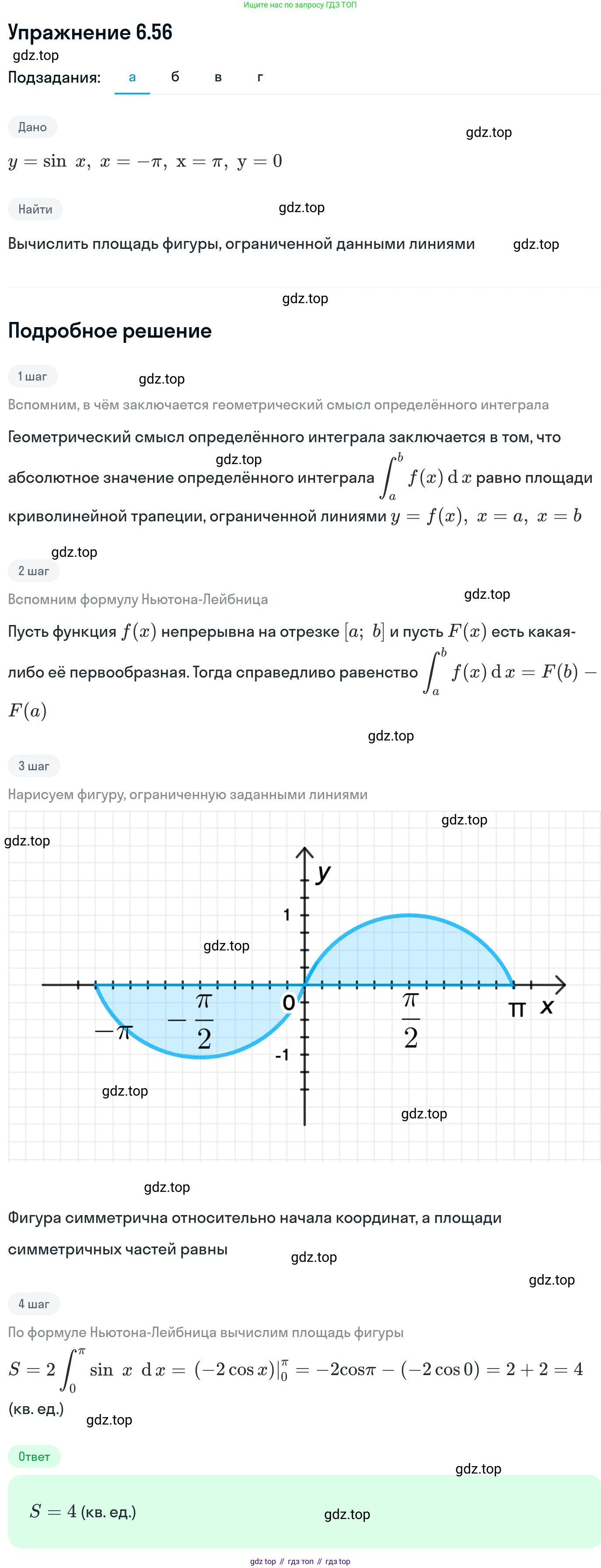 ГДЗ Алгебра, 11 класс Учебник, авторы: Никольский Сергей Михайлович, Потапов Михаил Константинович, Решетников Николай Николаевич, Шевкин Александр Владимирович, издательство Просвещение, Москва, 2014, голубого цвета, страница 190, номер 6.56, Решение 1
