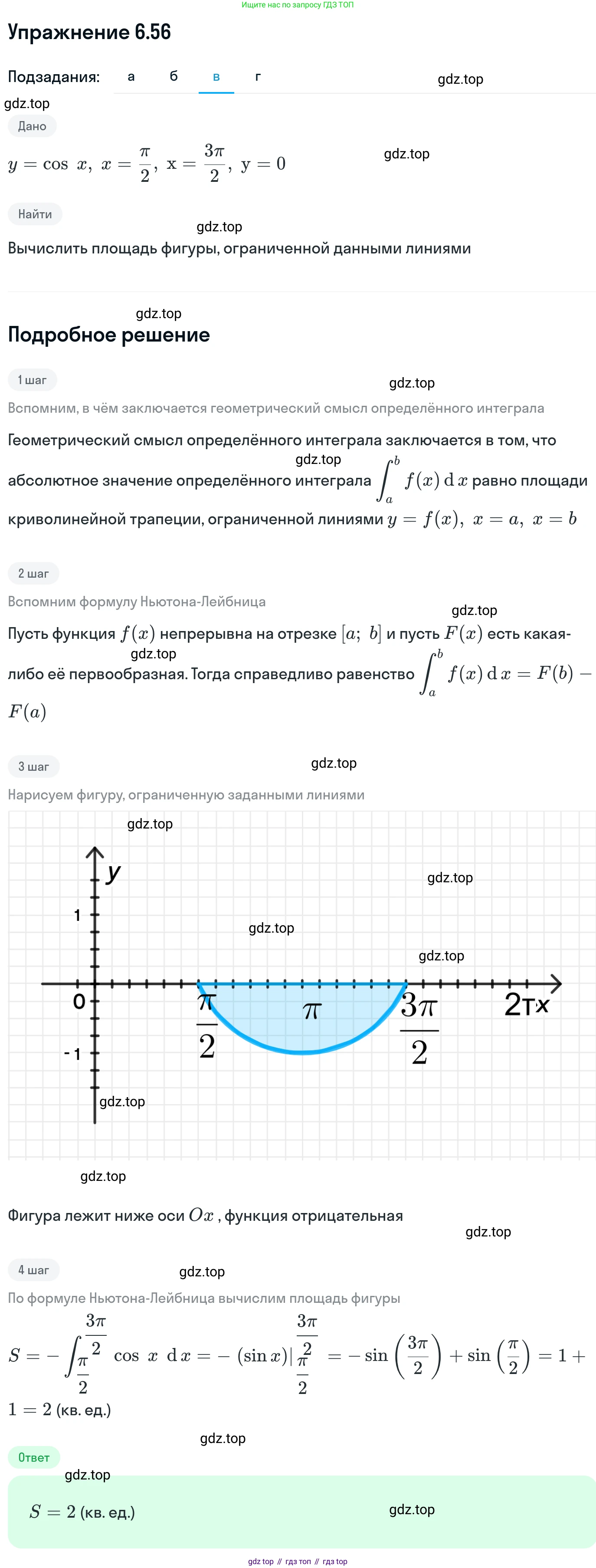 ГДЗ Алгебра, 11 класс Учебник, авторы: Никольский Сергей Михайлович, Потапов Михаил Константинович, Решетников Николай Николаевич, Шевкин Александр Владимирович, издательство Просвещение, Москва, 2014, голубого цвета, страница 190, номер 6.56, Решение 1 (продолжение 3)