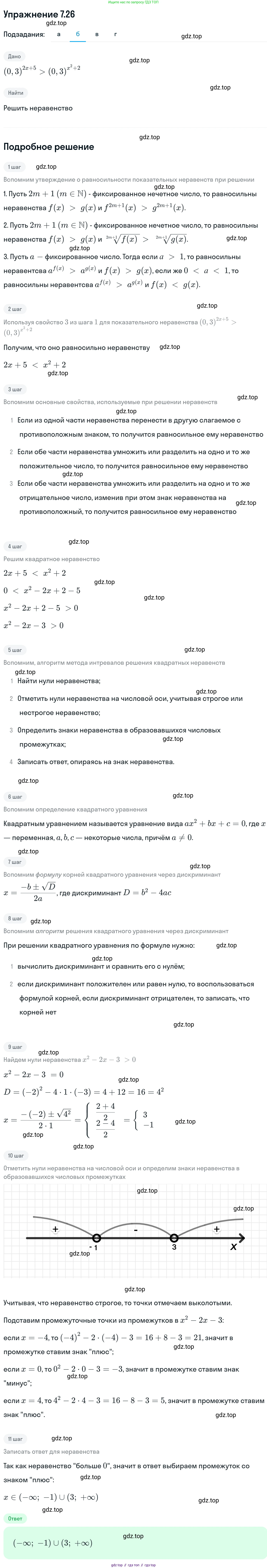 ГДЗ Алгебра, 11 класс Учебник, авторы: Никольский Сергей Михайлович, Потапов Михаил Константинович, Решетников Николай Николаевич, Шевкин Александр Владимирович, издательство Просвещение, Москва, 2014, голубого цвета, страница 224, номер 7.26, Решение 1 (продолжение 2)