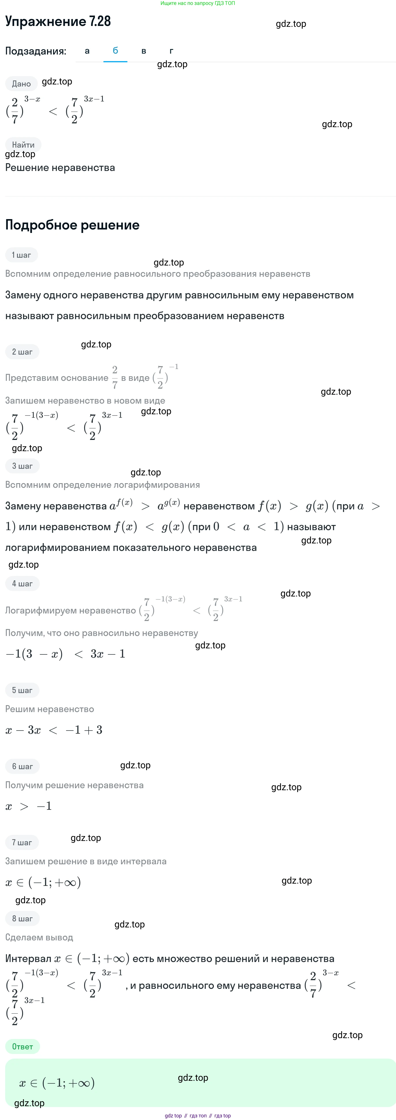 ГДЗ Алгебра, 11 класс Учебник, авторы: Никольский Сергей Михайлович, Потапов Михаил Константинович, Решетников Николай Николаевич, Шевкин Александр Владимирович, издательство Просвещение, Москва, 2014, голубого цвета, страница 225, номер 7.28, Решение 1 (продолжение 2)
