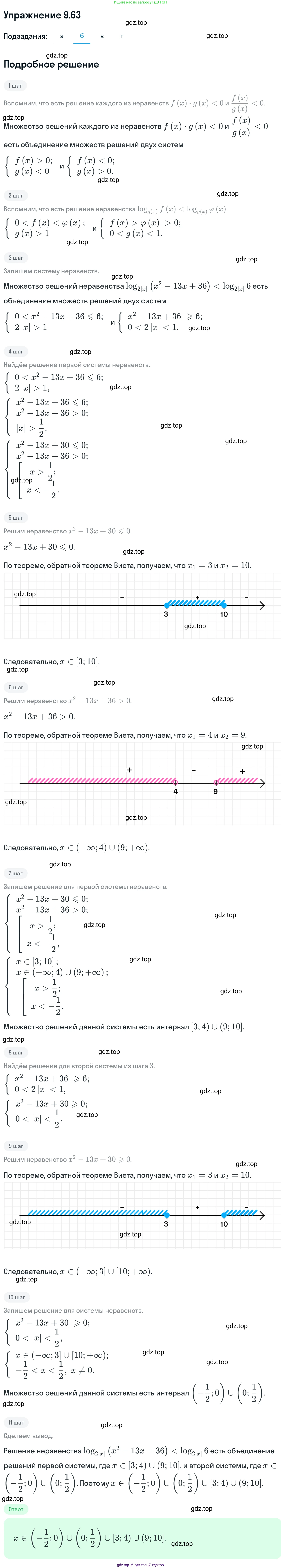 ГДЗ Алгебра, 11 класс Учебник, авторы: Никольский Сергей Михайлович, Потапов Михаил Константинович, Решетников Николай Николаевич, Шевкин Александр Владимирович, издательство Просвещение, Москва, 2014, голубого цвета, страница 263, номер 9.63, Решение 1 (продолжение 2)