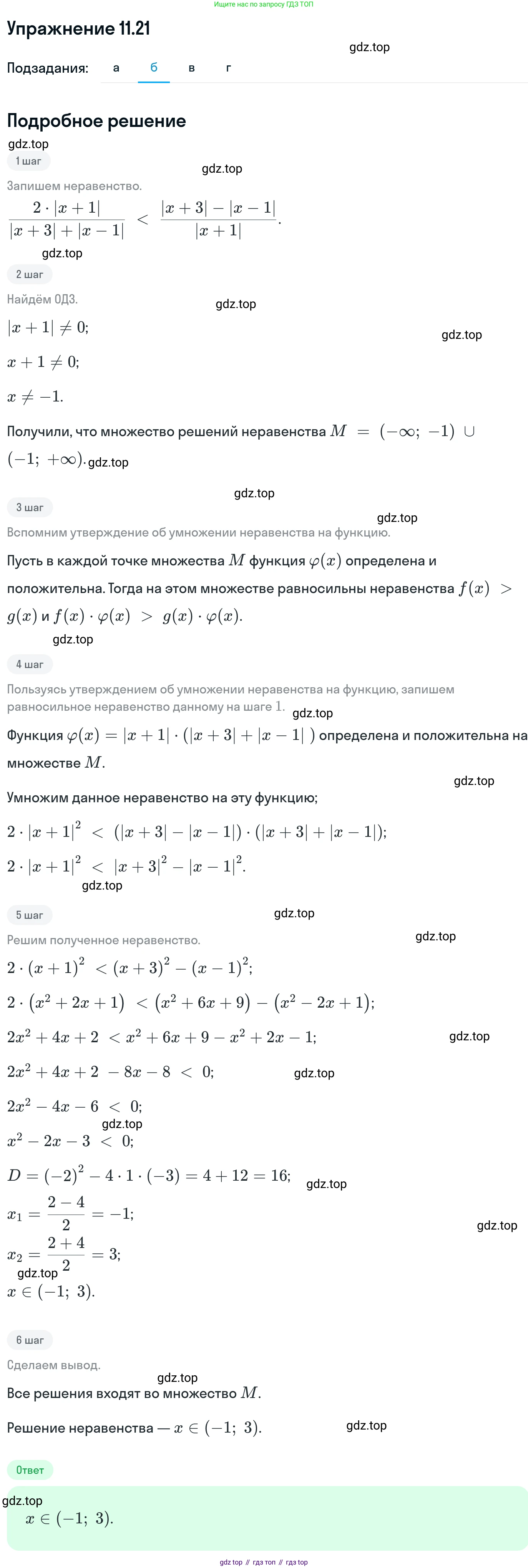 ГДЗ Алгебра, 11 класс Учебник, авторы: Никольский Сергей Михайлович, Потапов Михаил Константинович, Решетников Николай Николаевич, Шевкин Александр Владимирович, издательство Просвещение, Москва, 2014, голубого цвета, страница 290, номер 11.21, Решение 1 (продолжение 2)