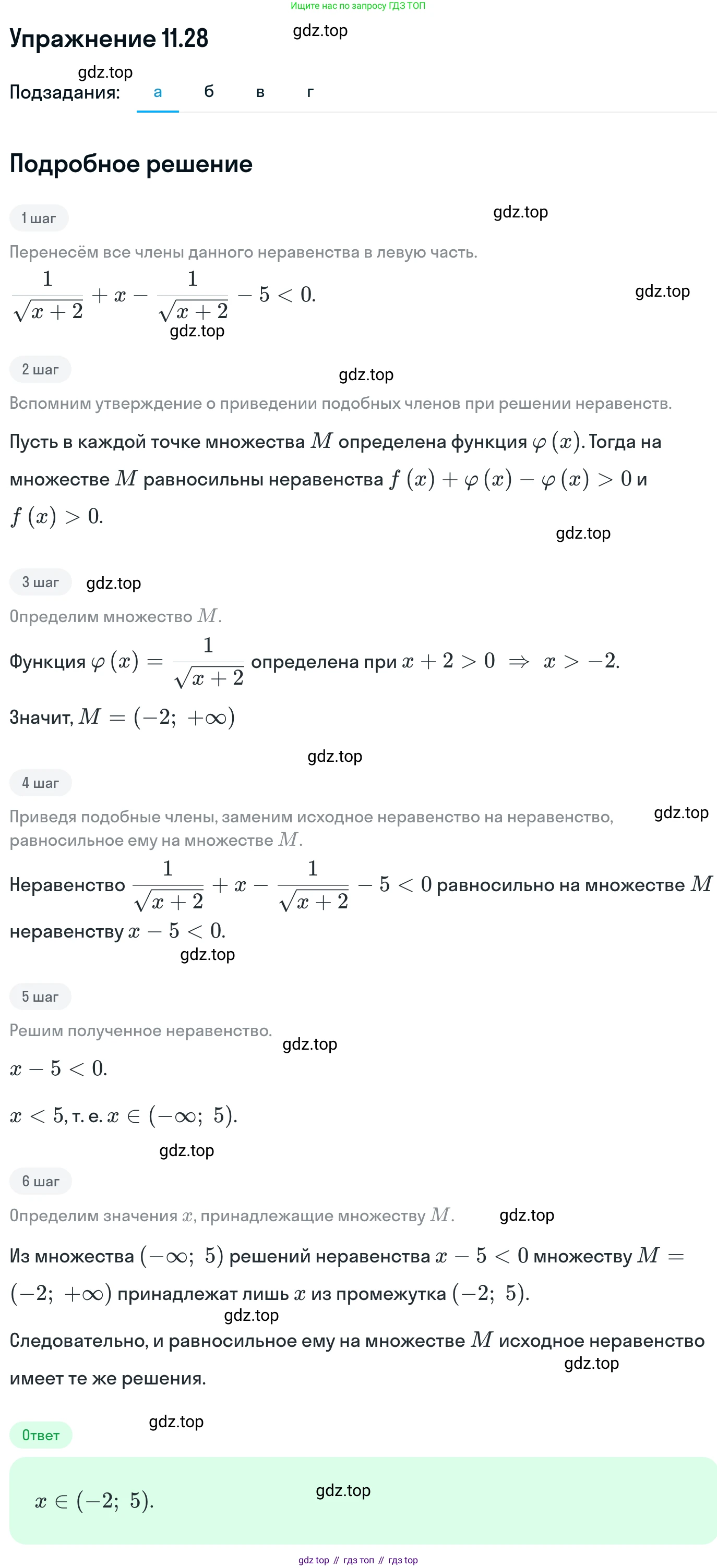 ГДЗ Алгебра, 11 класс Учебник, авторы: Никольский Сергей Михайлович, Потапов Михаил Константинович, Решетников Николай Николаевич, Шевкин Александр Владимирович, издательство Просвещение, Москва, 2014, голубого цвета, страница 293, номер 11.28, Решение 1