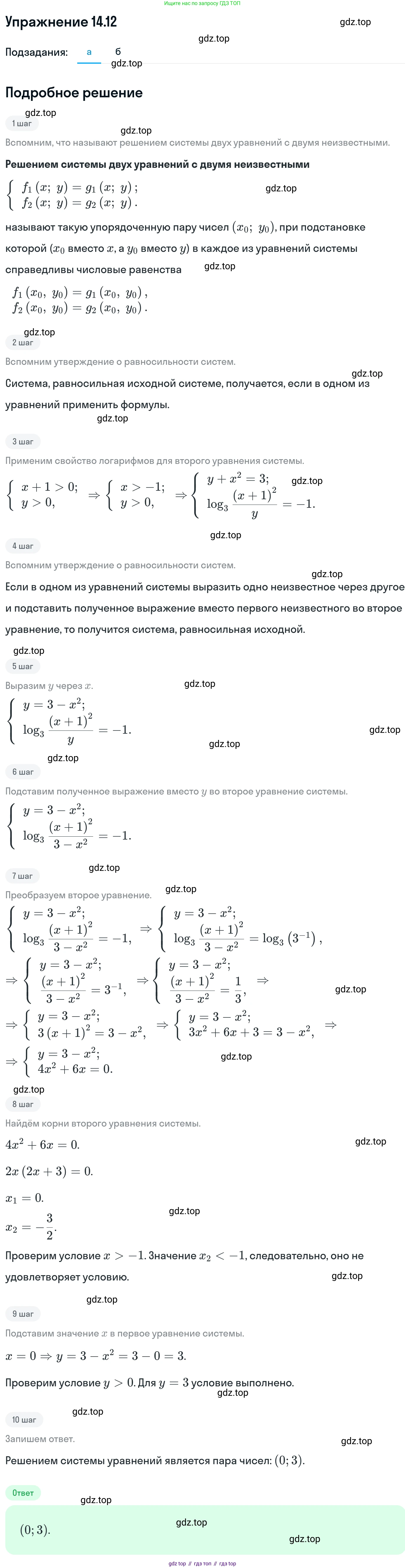 ГДЗ Алгебра, 11 класс Учебник, авторы: Никольский Сергей Михайлович, Потапов Михаил Константинович, Решетников Николай Николаевич, Шевкин Александр Владимирович, издательство Просвещение, Москва, 2014, голубого цвета, страница 337, номер 14.12, Решение 1