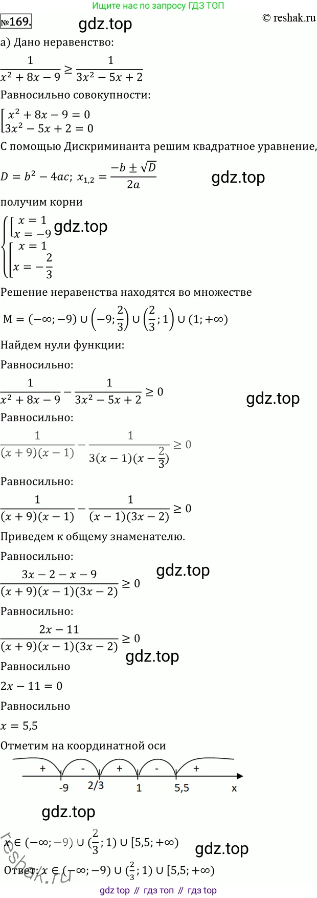 ГДЗ Алгебра, 11 класс Учебник, авторы: Никольский Сергей Михайлович, Потапов Михаил Константинович, Решетников Николай Николаевич, Шевкин Александр Владимирович, издательство Просвещение, Москва, 2014, голубого цвета, страница 424, номер 169, Решение 2