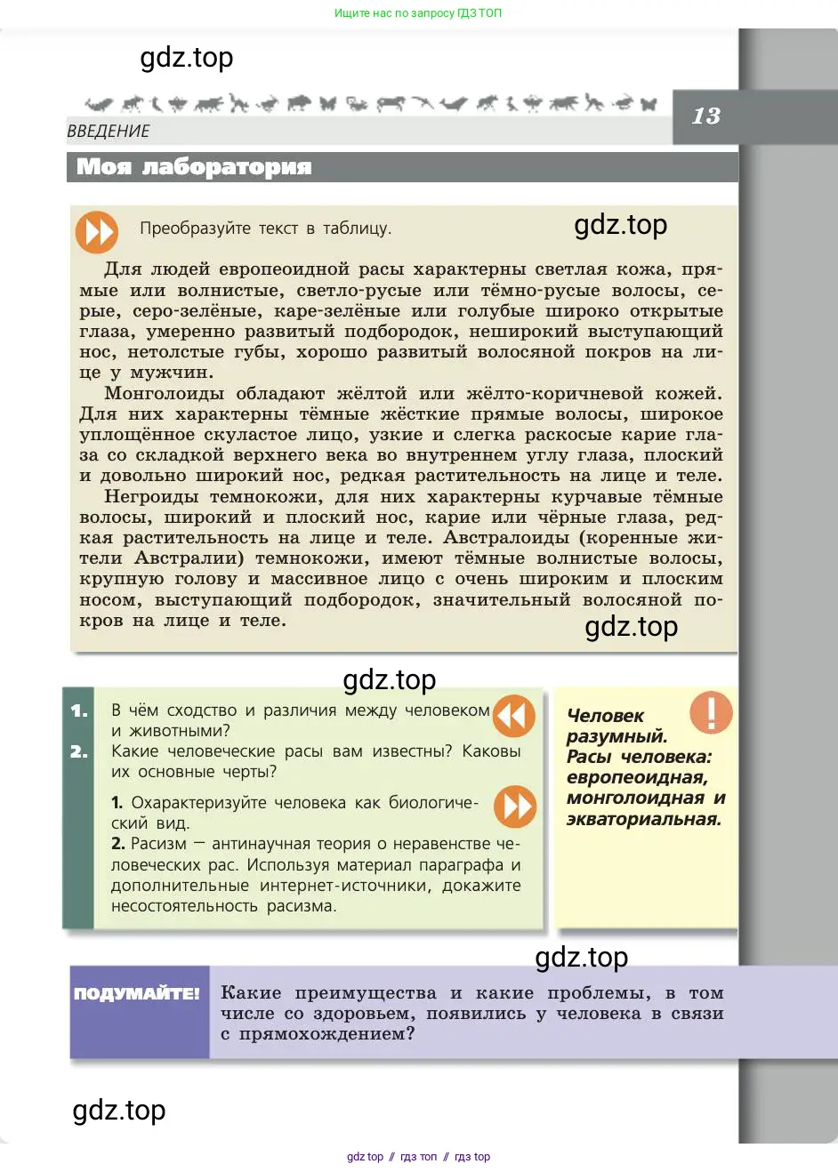 Биология, 8 класс Учебник, авторы: Пасечник Владимир Васильевич, Каменский Андрей Александрович, Швецов Глеб Геннадьевич, издательство Просвещение, Москва, 2019, страница 13