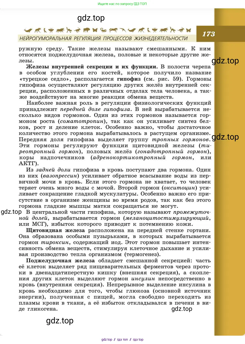 Биология, 8 класс Учебник, авторы: Пасечник Владимир Васильевич, Каменский Андрей Александрович, Швецов Глеб Геннадьевич, издательство Просвещение, Москва, 2019, страница 173