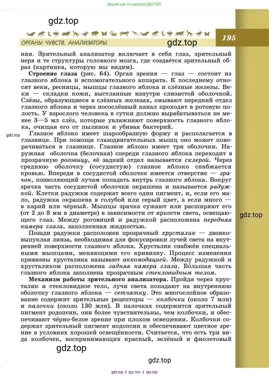 Биология, 8 класс Учебник, авторы: Пасечник Владимир Васильевич, Каменский Андрей Александрович, Швецов Глеб Геннадьевич, издательство Просвещение, Москва, 2019, страница 195