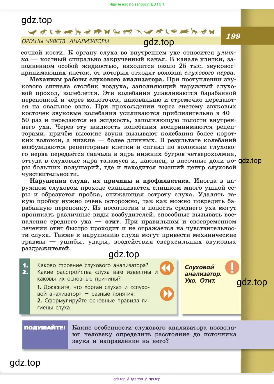 Биология, 8 класс Учебник, авторы: Пасечник Владимир Васильевич, Каменский Андрей Александрович, Швецов Глеб Геннадьевич, издательство Просвещение, Москва, 2019, страница 199