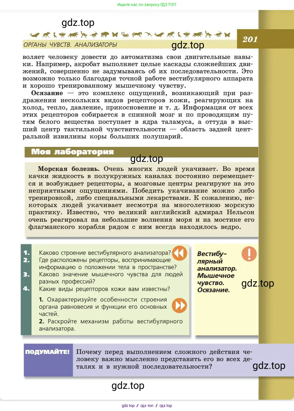 Биология, 8 класс Учебник, авторы: Пасечник Владимир Васильевич, Каменский Андрей Александрович, Швецов Глеб Геннадьевич, издательство Просвещение, Москва, 2019, страница 201