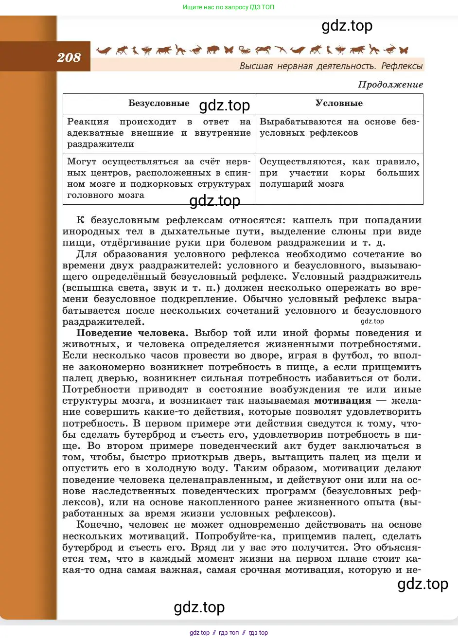 Биология, 8 класс Учебник, авторы: Пасечник Владимир Васильевич, Каменский Андрей Александрович, Швецов Глеб Геннадьевич, издательство Просвещение, Москва, 2019, страница 208